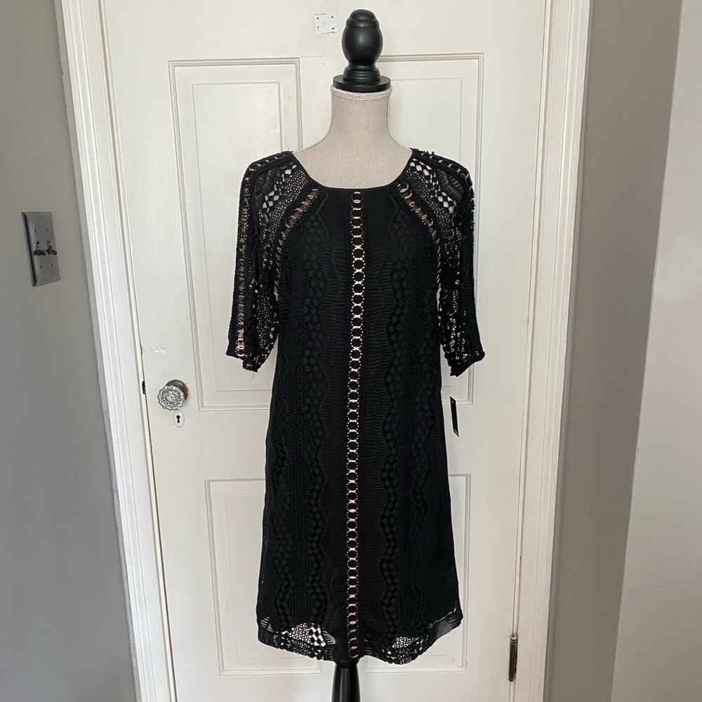 Badgley Mischka Lace Chain Cocktail Dress